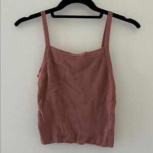 Abercrombie & Fitch Ribbed Dusty Rose Crop Tank